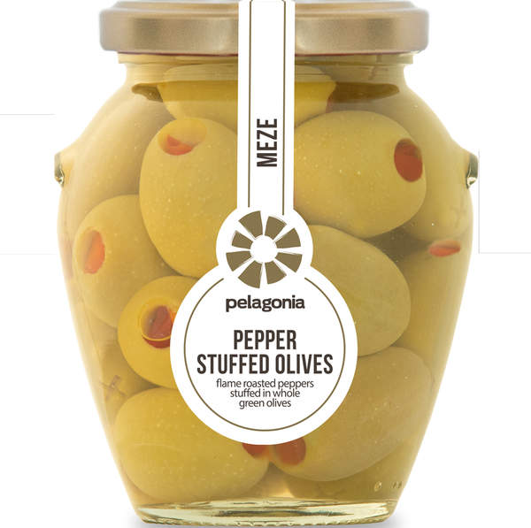 Zelene Masline sa Paprikom | Groene Olijven met Paprika | Pelagonia | 300G