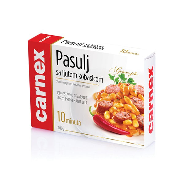 Pasulj sa Ljutom Kobasicom | Bonen met Pittige Varkensworst | Carnex | 400G